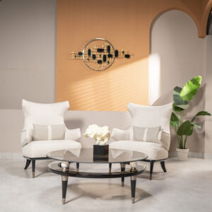 Two Seater White Sofa Setting - Image 3